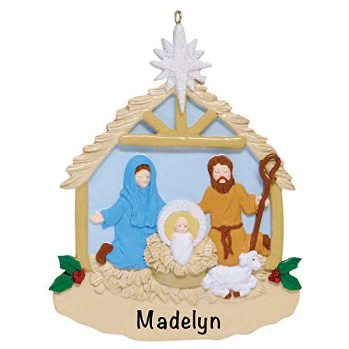 PERSONALISED Nativity scene religious Christmas Present Gift Sack Stocking